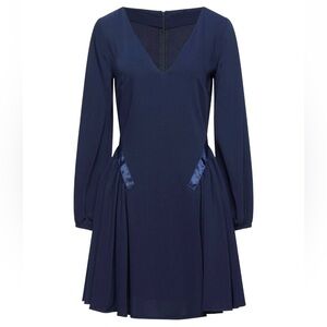 Elegant Long Sleeve Navy Dress